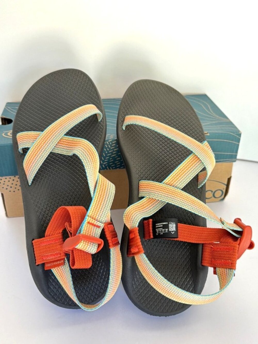 Chacos ZCloud Strap Cushioned Sandals Beige Orange Women Size 10